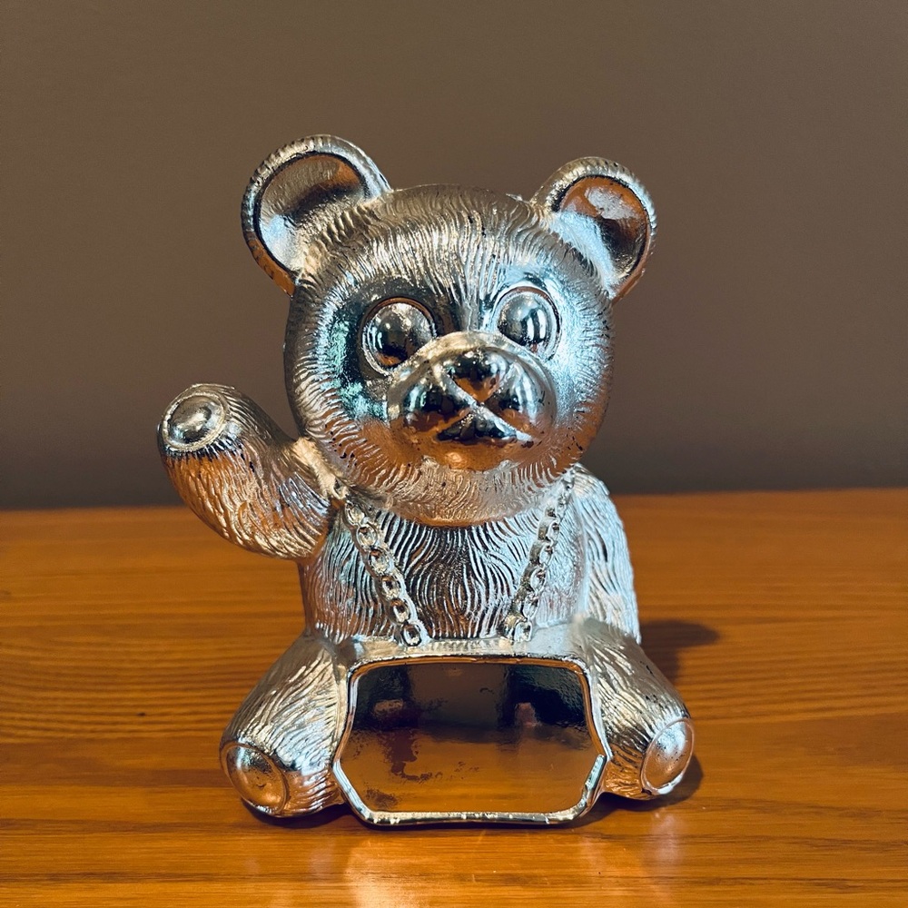 🧸Silver metal Teddy Bear piggy bank 🧸